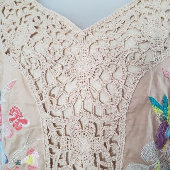 V Cristina Crocheted Embroidered Long Sleeve Boho Top - Picture 4 of 5